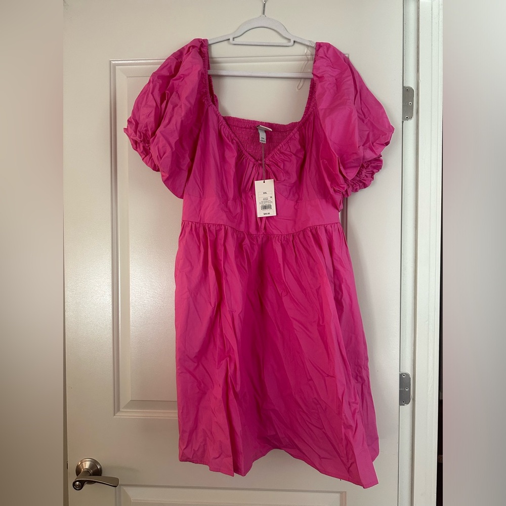 Pink short sleeve smocked new day mini dress